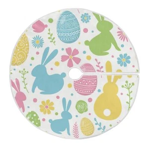 Easter Egg Rabbit Bunny Christmas Tree Skirt Double Layers Fine Tree Skirt fo... - Picture 1 of 6