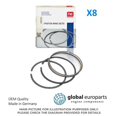 PISTON RINGS SET OF 8 CYL FOR NISSAN INFINITI ARMADA PATROL 5.6 VK56VD 89.00MM - Image 1 of 4