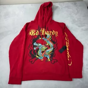 Ed Hardy Dragon Graphic Red Hoodie Herren Gr. L - Bild 1 von 15