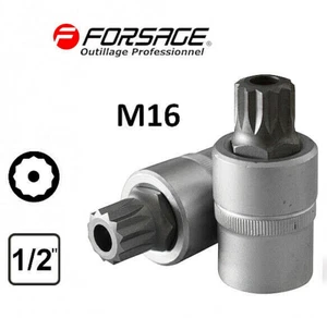 Embout sécurité M16 SPLINE XZN 12p sur douille carré 1/2" Acier S2 FORSAGE - Picture 1 of 3