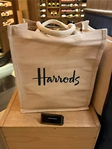 Harrods London Jute 6 Bottle Wine Carrier Bag BNWT 2025 Edition BRAND NEW - Picture 1 of 6