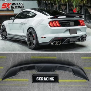 Carbon Fiber/Gloss Black Rear Trunk Spoiler Wing Bodykit For Ford Mustang 18-23 - Picture 1 of 52