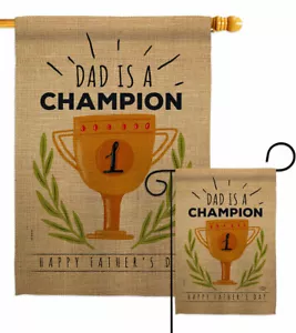 Papá Es Campeón Jardín Bandera Día del Padre Familia Decorativa Patio Casa Estandarte - Imagen 1 de 17