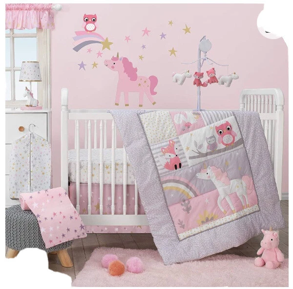 Bedtime Originals Rainbow Unicorn 3piece Crib Bedding Set Purple