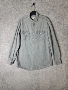 Duluth Trading Shirt Mens M Tall Gray Button Up Pockets Cotton - Picture 1 of 11