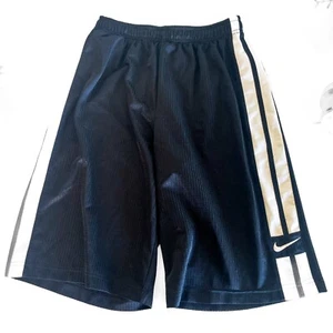 Nike Boys Black Shorts White Striped Red Laced Basketball Shorts - Size Large - Picture 1 of 9