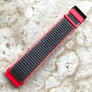Correa de banda de nailon ajustable con gancho y bucle deportivo rosa eléctrico para Fitbit Versa - Imagen 1 de 7