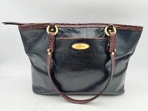 Brahmin Arno Tuscan Women's Handbag Black Leather Pockets Double Handle Tote Bag - Picture 1 of 12
