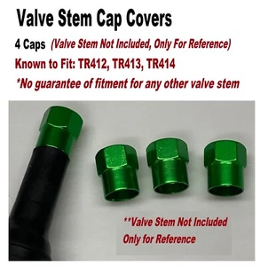 4-PC VALVE STEM CAPS Anodized Aluminum Alloy, Green - Picture 1 of 6