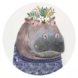 SNAP IN BUTTON CHARM FITS GINGER SNAPS STYLE JEWELRY ENAMEL HIPPO #65 FLOWERS - Picture 1 of 1