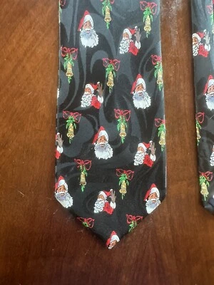 Fratello Hombre Corbata Papá Noel y Árboles de Navidad Negro 55” Largo Foto 1 de 2