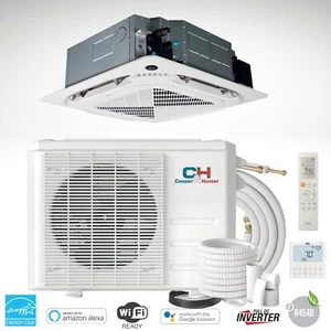24000 - 48000 BTU Ceiling Cassette Mini Split Heat Pump Air Conditioner 230V - Picture 1 of 15
