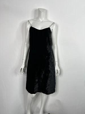 Vtg Gianni Versace Versus Black Velvet Crystal Strap Dress M/L - Image 1 of 4