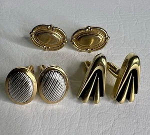 Vintage Gold Tone 3 Sets Cufflinks - Picture 1 of 2