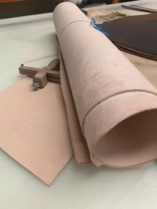 VEG TAN LEATHER NATURAL 5 SQFT 30 x 140cmTANNED HIDE - TOOLING & CRAFT 3-3.5mm - Picture 1 of 10