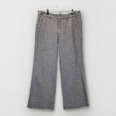 Pantalones Vintage Años 90 Esprit Mezcla Lana 12 Gris Espiga Pierna Ancha Tiro Bajo Oficina Foto 1 de 4