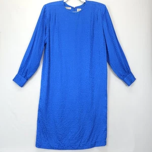 Robe Liz Claiborne Shift femme 12 épaulettes en soie manches longues fête vintage années 90 - Photo 1/14