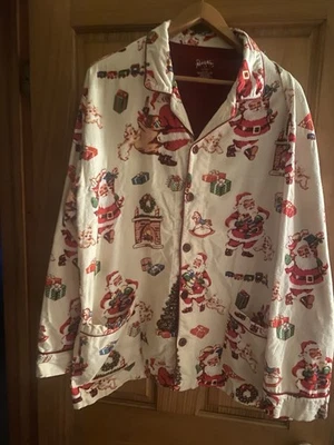 Nick and Nora Winter  Santa /Christmas Tree Flannel Pajama Top  XL - Image 1 of 4