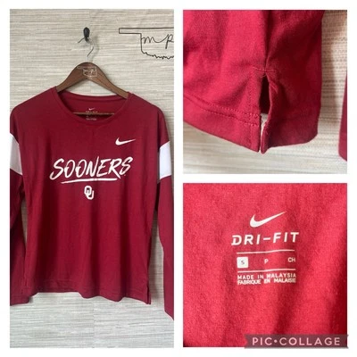 Oklahoma Sooners T-Shirt Long Sleeve Nike Womens Sz S Spellout Red NCAA - Image 1 of 4