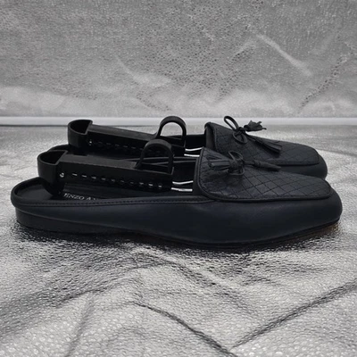 Mocasín Acolchado Vintage Enzo Angiolini Cuero Sin Cordones Punta Cuadrada Lazo Talla 9 Azul Marino Foto 1 de 4