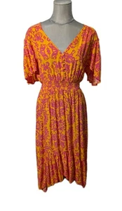 Anthropologie Abel The Label Maya Dress Size Large Floral Midi Hi Low - Picture 1 of 10