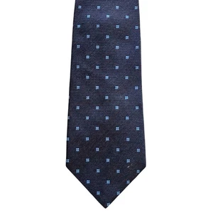 Krawatte Lands End Krawatte blau Quadrate Muster 100% Seide - Bild 1 von 8