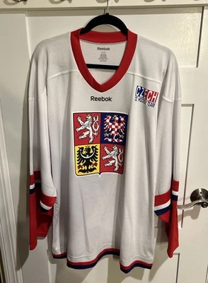 Camiseta deportiva de hockey de la República Checa para hombre grande blanca Reebok Foto 1 de 4