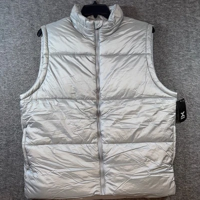 Colete acolchoado masculino Xersion médio sem mangas zíper completo leve cinza níquel NOVO - Imagem 1 de 4
