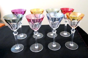 8 paneles de corte de vino de agua Bayel Bay3 tallos de cristal soplado 7 1/4" excelente estado - Imagen 1 de 11