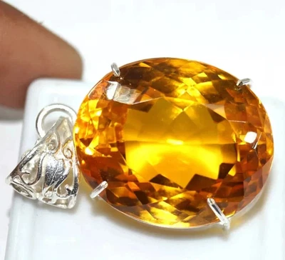 AAA+ Large Yellow Citrine 94.55 Ct. Oval Cut 925 Silver Pendant Gift for Women - Image 1 of 4