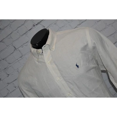 Vintage Polo Ralph Lauren Shirt Men Size XL Classic Fit White Silk Linen Blend - Image 1 of 4