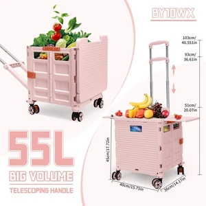 Collapsible Shopping Box Trolley on Wheels with Magnetic Lid (up to 50 kg/110lb) - Picture 1 of 9