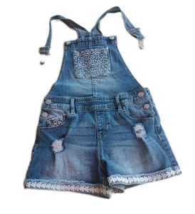 Jordache Girls Sz L 10/12 Denim Bib Overall Jean Shorts - Picture 1 of 4