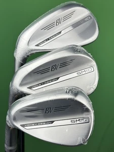 Titleist Vokey SM10 Chrome LEFT Hand Wedge Set 50-08, 54-12, 58-10 Steel LH NEW! - Picture 1 of 6
