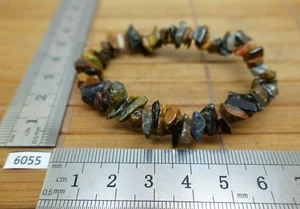 Bracelet baroque chips OEIL DE TIGRE + OEIL DE FAUCON 18cm importé du Brésil - Picture 1 of 3
