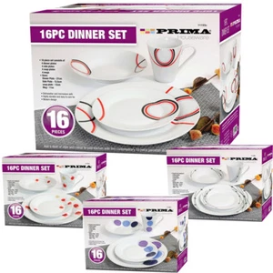 16PC DINNER SET BOWL PORCELAIN CUP GIFT KITCHEN DESSERT SOUP PLATE MUG SOUP SIDE - Picture 1 of 35