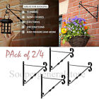 Hanging Basket Brackets Flower Garden 12" 14" Metal Hook PACK 2 & 4 Fixing incl.