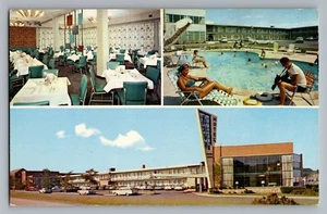 Postal interior de restaurante piscina hotel Arlington Virginia VA Arva años 50 - Imagen 1 de 2