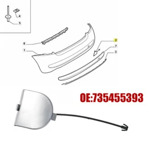 Rear Bumper Chrome Towing Eye Cover Cap 735455393 For Fiat 500 500C 07-12 - Bild 1 von 9