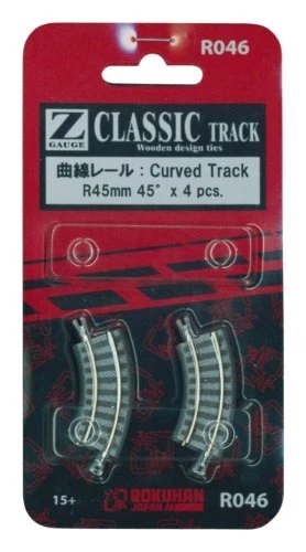 R45 Rokuhan Z gauge R046 curve rail R45 45 degrees 4 pieces Track Brand New - Image 1 of 1