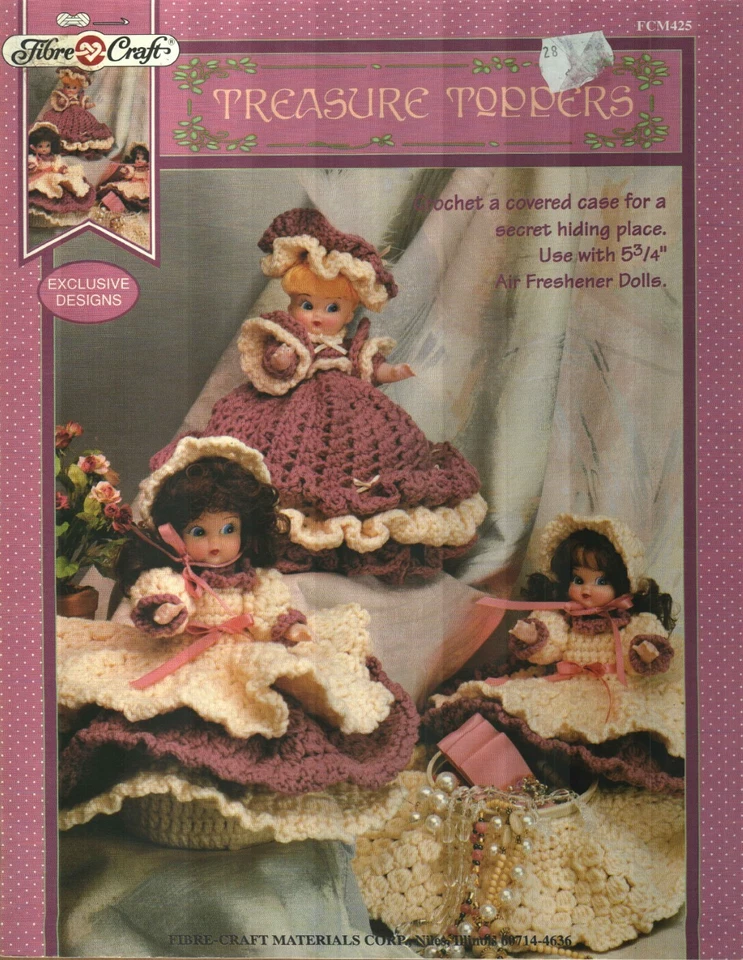 USED TREASURE TOPPERS AIR FRESHENER DOLL CONTAINER COVER CROCHET PATTERN LEAFLET - Image 1 of 1