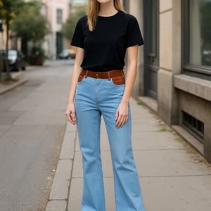 Unique Vintage x Smiley Jeans Flare Leg Embroidered Denim 2X/18 - Picture 1 of 11