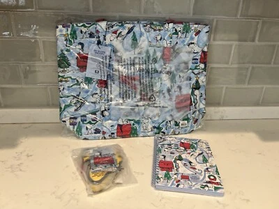 Vera Bradley Peanuts VERA Tote Bag SKI SLOPE SNOOPY & Woodstock bag CHARM/book - Image 1 of 4