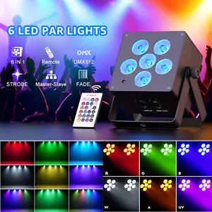 90W Rechargeable 6LED RGBW+UV 6IN1 Par Can Light DMX Stage DJ Disco Bar Lights - Picture 1 of 24