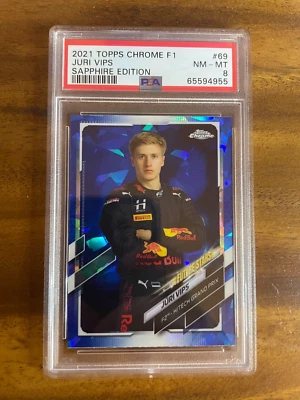 2021 TOPPS CHROME FORMULA 1 F1 SAPPHIRE JURI VIPS ROOKIE #69 PSA 8 NEAR MINT - Image 1 of 2