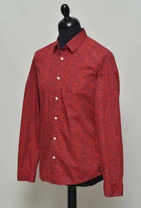 KENZO Paris Men's Red Leopard Print Long Sleeve Shirt Size 41/16 Slim Fit - Picture 1 of 12