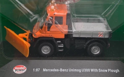 1:87 Diecast Model Power Mercedes-Benz Unimog U300 W/Snow Plow NIB! HO5584 - Image 1 of 3