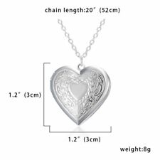 Silver Plated Pendant Necklace Love Heart Locket Photo Memory Floating Women