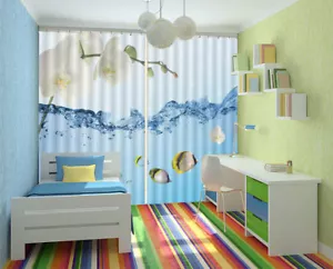 Butterfly Orchids In Water 3D Curtain Blockout Photo Print Curtains Drape Fabric - Picture 1 of 12
