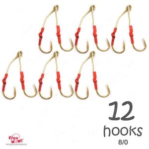 12 anzuelos talla 8/0 4x gancho de asistencia de pesca fuerte oro acero de alto carbono peces ¡WOW!® - Imagen 1 de 4